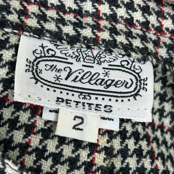 Vintage The Villager Houndstooth Wool Academia Preppy Pleated Skirt Country - Picture 7 of 9